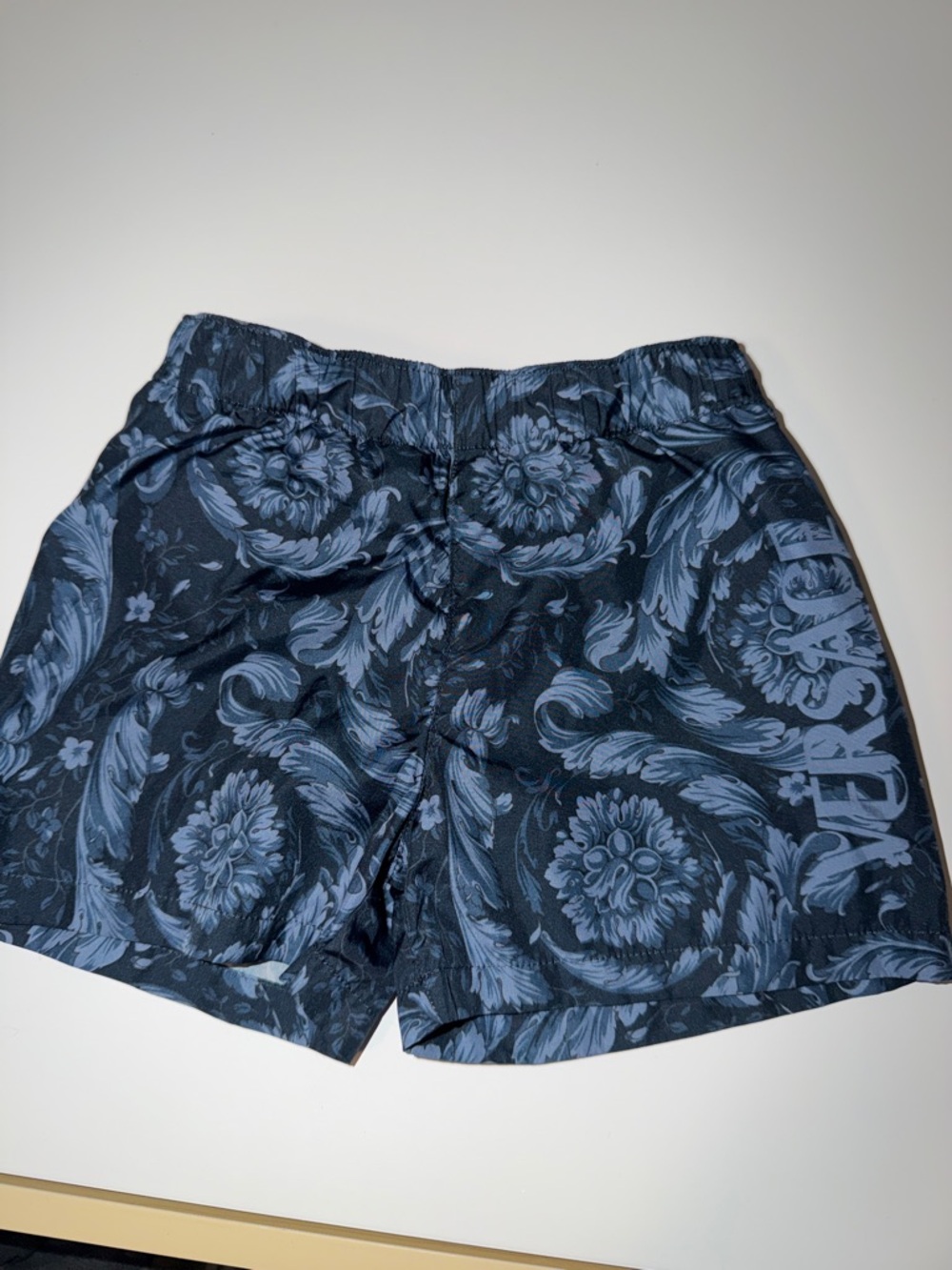 Infant Versace Navy and Light Blue Barocco  Swim Trunks